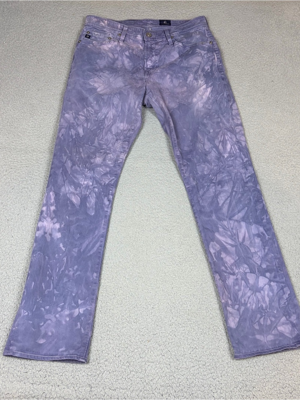 Ag Adriano Goldschmied The Everett Jeans 29x32 Lavender Tie-Dye Slim Straight